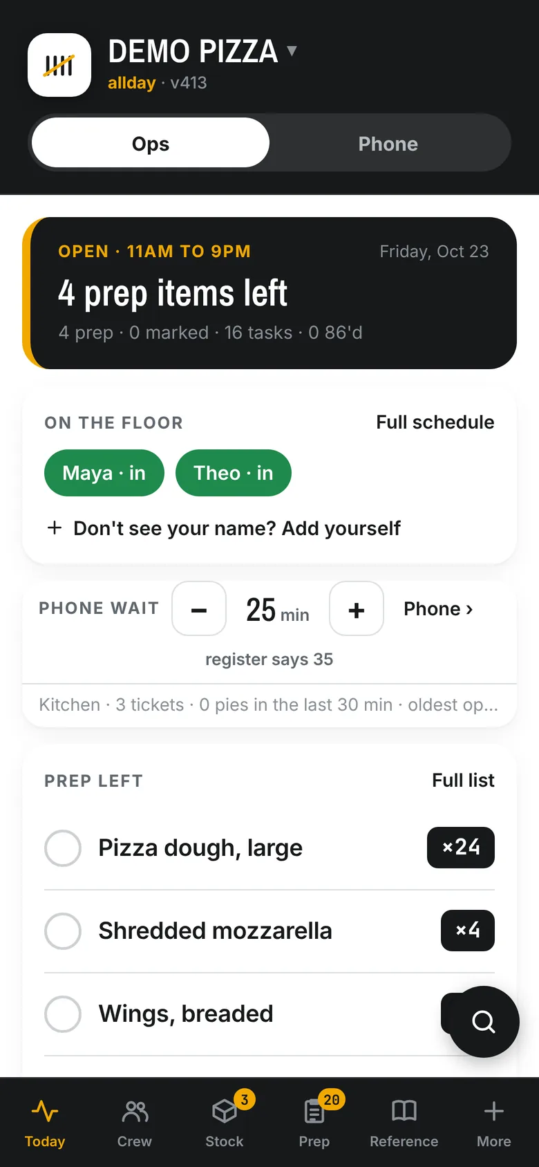 The Today screen on a phone